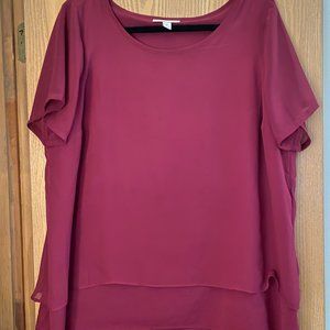 Dana Buchman Berry Chiffon Layered Chiffon Top